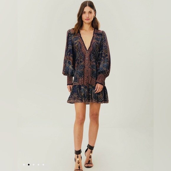 NWT FARM Rio Multicolor Paisley Long Sleeve Dress - Picture 1 of 9